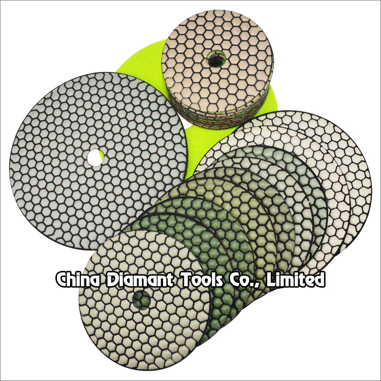 Flexible diamond polishing pads resin bond dry use for stone - honeycomb shape
