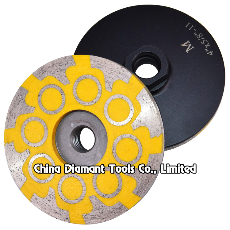 Diamond grinding cup wheels for stone - resin filled T & cylindrical segments