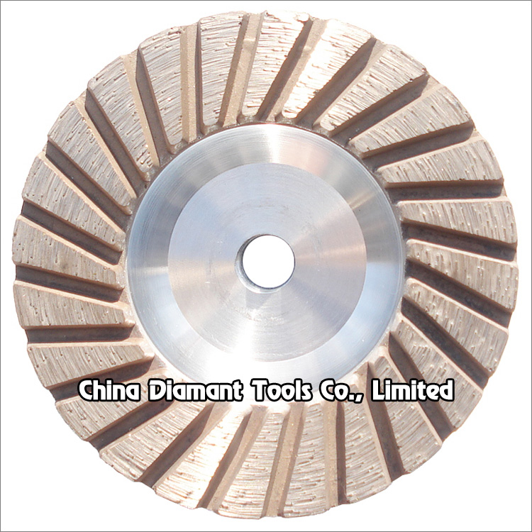Diamond grinding cup wheels for granite - straight turbo continuous rim